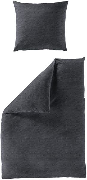 BIERBAUM Bettwäsche Chic Uni, Seersucker, 2 teilig, Seersucker, 100 % Baumwolle, bügelfrei