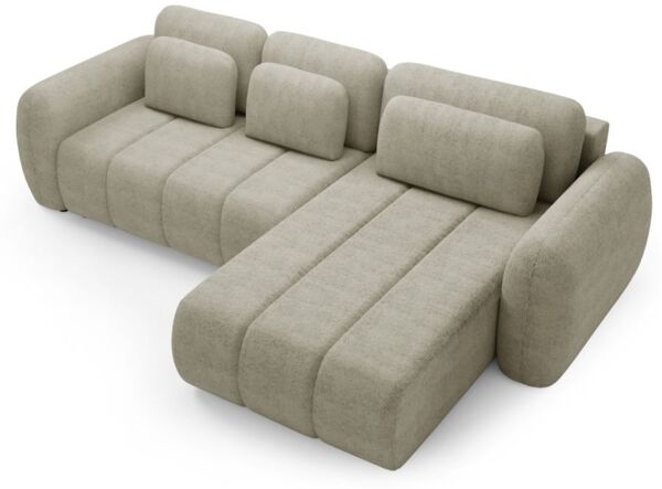 Ecksofa Schlafsofa Sofa CARIA in Stoff Quelle Ecru Ottomane Rechts Bild 2