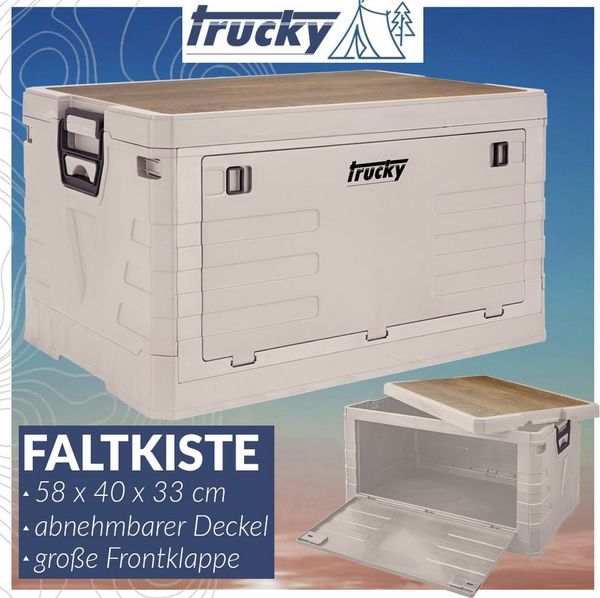 Trucky Faltbox Storage Box 75 L Camping Klappbox Klappkiste 58 x 40 x 33 cm Beige