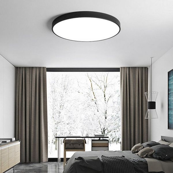 style home Deckenleuchte Runde LED Deckenlampe, 48W, Warmweiß 3000K, Schlafzimmer Lampe Küchenlampe 50x50x4 cm,Schwarz