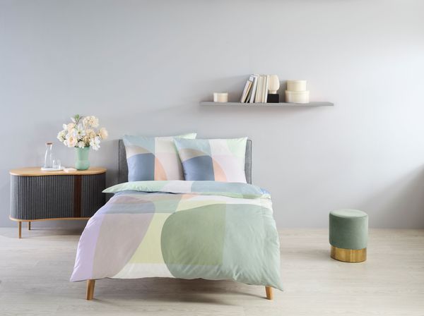 Fleuresse Mako-Satin Bettwäsche 155x220 Retro Kreise Karo bunt 115056-9