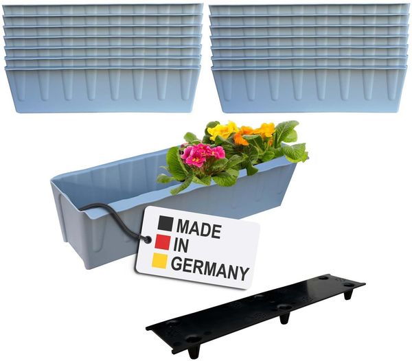 BURI 12 Euro-Paletten Blumenkästen-Einsätze inkl. Bewässerungsmatte | 37,3cm Grau | Pflanzkasten für Europalette Palette | Balkonkasten | Blumentopf | aus stabilen Kunststoff | Made in Germany Bild 2