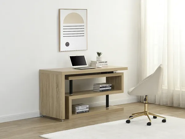 Vente-unique - NICEPHORE Büromöbel Holz, Platte Beige - B 60 cm x H 76 cm x L 140 cm200 cm