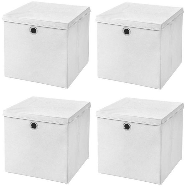StickandShine Faltbox 4er SET 28 x 28 x 28 cm mit Deckel – perfekt für KALLAX - 19 Farben