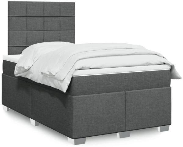 vidaXL Boxspringbett mit Matratze Dunkelgrau 120x190 cm Stoff 3292728