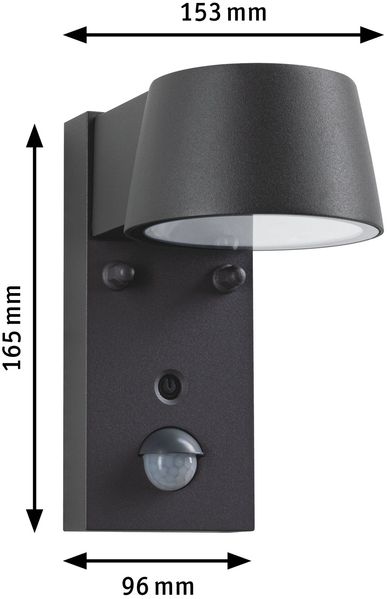 Paulmann 94714 LED Außenwandleuchte Capea Schwarz IP44 mit Sensor Goldlicht Bild 4