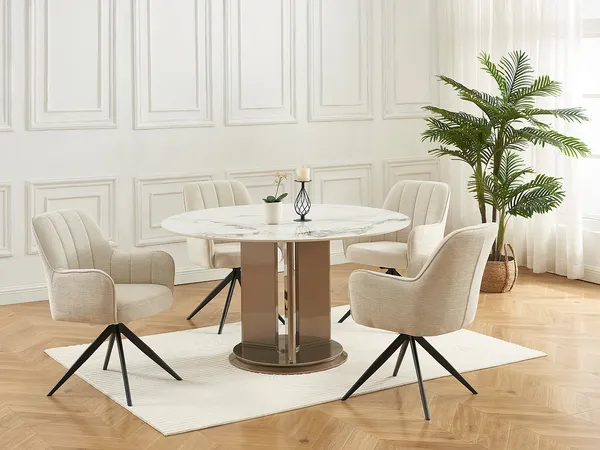Vente-unique - LEJINA Stuhl Stoff Beige - B 64,5 cm x H 86 cm x L 58,5 cm
