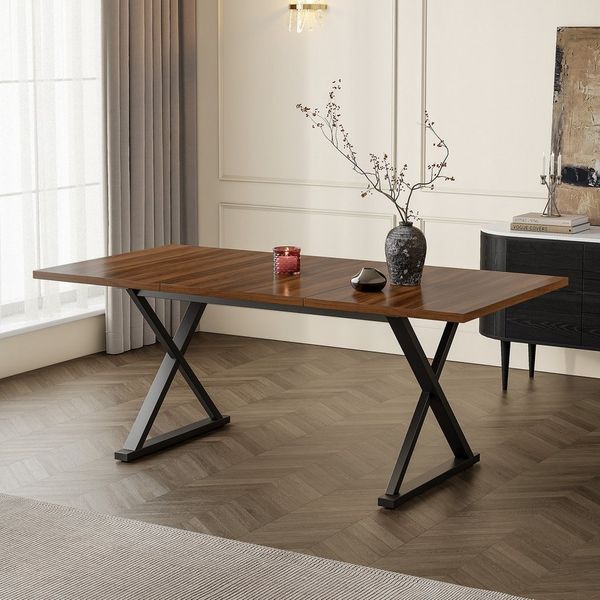Odikalo Esstisch Küchentisch Wohnzimmertisch mit Metallbeine (180 cm lang x 90 cm breit x 75 cm hoch, moderner Stil, robust und langlebig, bietet Platz für 6-8 Personen, schlichter moderner Stil)