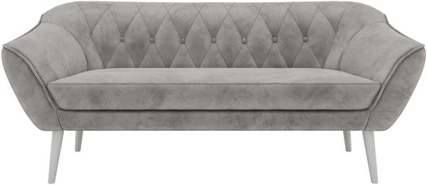 Sofa, Wohnzimmersofa PIRS 3, Skandinavisches Sofa 3-Sitzer, Sofa mit Wellenfederung, weiße Füße, Breite 180 cm Hoher Sitzkomfort - Hellgrau Velvet Bild 7