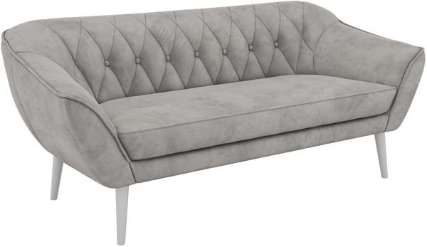 Sofa, Wohnzimmersofa PIRS 3, Skandinavisches Sofa 3-Sitzer, Sofa mit Wellenfederung, weiße Füße, Breite 180 cm Hoher Sitzkomfort - Hellgrau Velvet Bild 8