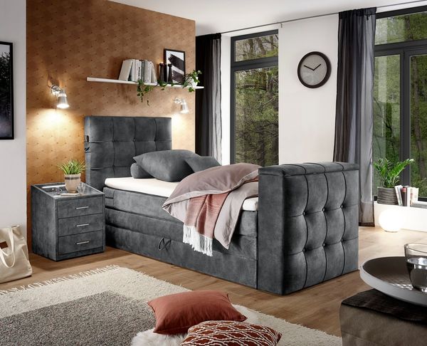 set one by Musterring Boxspringbett Richmond, versenkbarer TV- Halterung mit Fernbedienung