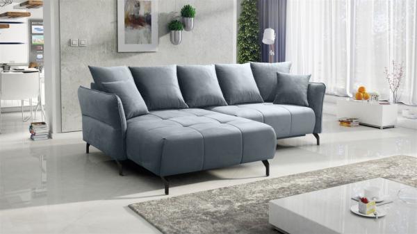 Ecksofa Schlafsofa Sofa SADIE Stoff Element Grau Ottomane Links