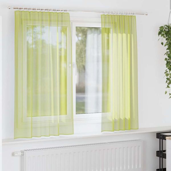 vidaXL Voile Vorhänge mit Stangentaschen 2 Stk. Apfelgrün 4102162