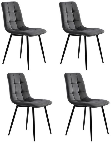 Furnishings Home Esszimmerstuhl 4er-Set Polsterstuhl mit Rückenlehne (4 St), Sitzfläche aus Samt Gestell aus Metall
