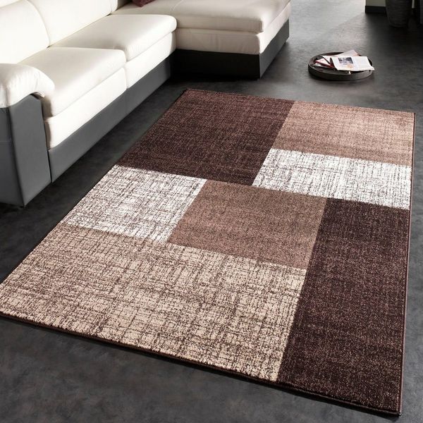 Paco Home Teppich Mondial 105, rechteckig, Höhe: 13 mm, Kurzflor, modernes Karo Muster, ideal im Wohnzimmer & Schlafzimmer