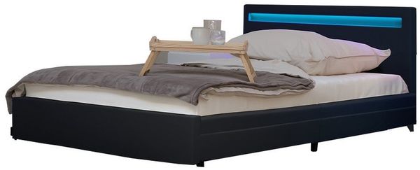 HOME DELUXE Bett Nube mit Schubladen 180 x 200 (inkl. Lattenrost & Matratze), Polsterbett, Doppelbett, Bettgestell mit Stauraum, LED Bett