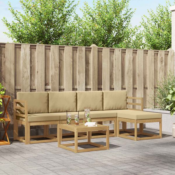 vidaXL Outdoor-Sofagarnitur mit Kissen 6 pcs Weiß und Beige 3387512