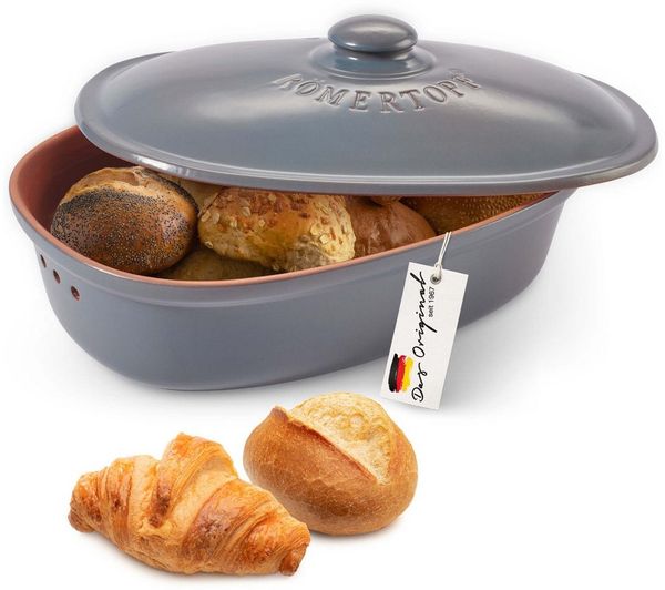 RÖMERTOPF Römertopf Brottopf oval MAXI 6,5 Liter - Keramik Brotkasten, (Set), aus Naturton