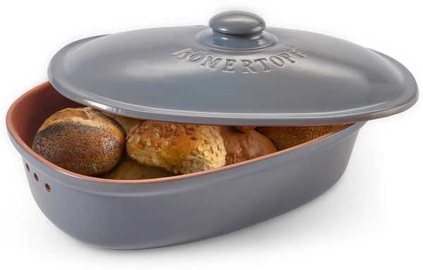 RÖMERTOPF Römertopf Brottopf oval MAXI 6,5 Liter - Keramik Brotkasten, (Set), aus Naturton Bild 2
