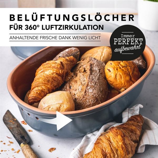 RÖMERTOPF Römertopf Brottopf oval MAXI 6,5 Liter - Keramik Brotkasten, (Set), aus Naturton Bild 3