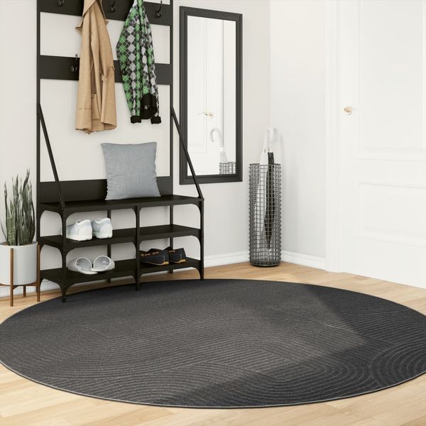 vidaXL Teppich IZA Kurzflor Skandi-Stil Anthrazit Ø 200 cm 375437