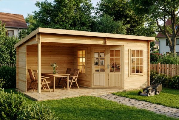 Alpholz Holz Gartenhaus Carl 28 | Natur | 339x600x235 cm