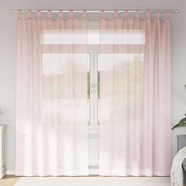 vidaXL Voile Vorhänge mit Schlaufen 2 Stk. Hellrosa 140x225 cm 4102278