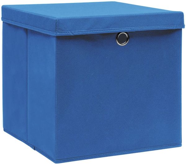 Aufbewahrungsboxen, faltbarer Korb mit Deckeln 4 Stk. 28x28x28 cm Blau