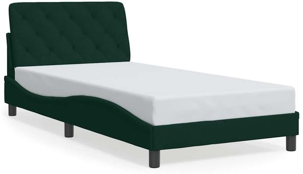 Einzelbettgestell Design für Erwachsene ohne Matratze Dunkelgrün 100x200 cm Samt d4747e