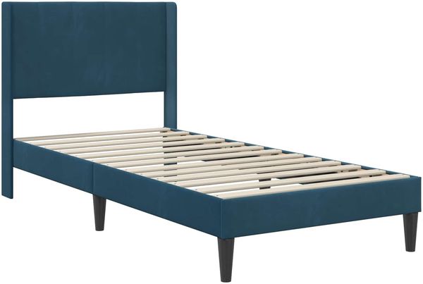 vidaXL Bettgestell mit Matratze mit Kopfteil Blau 100 x 200 cm Samt 3414848 Bild 4