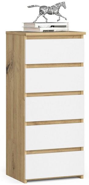 Raumhirsch Furniture Kommode mit 5 Schubladen 40 cm breit Holz Schrank, (viele Farbvarianten - Maße: 40 x 92 x 35 cm) - Hochwertig & stabil
