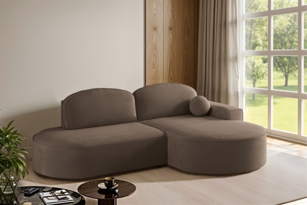 Ecksofa Schlafsofa Sofa GIRONA Stoff Salvador Braun Ottomane Rechts