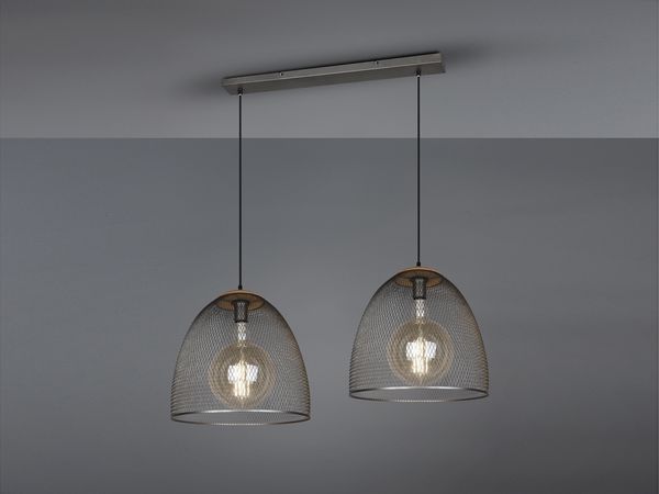 Pendelleuchte, Industriell, Nickel matt, Gitteroptik, H 150cm