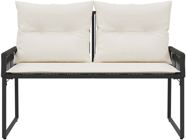 vidaXL Bank Outdoor mit Kissen 4 pcs Schwarz und Cremeweiß Poly-Rattan 42025160 Bild 5