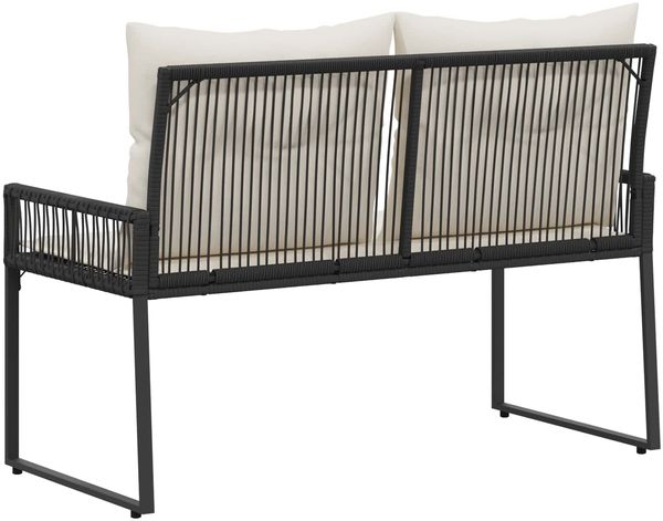 vidaXL Bank Outdoor mit Kissen 4 pcs Schwarz und Cremeweiß Poly-Rattan 42025160 Bild 7