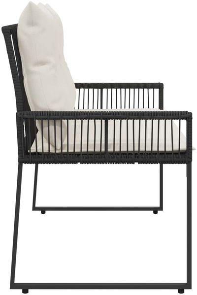 vidaXL Bank Outdoor mit Kissen 4 pcs Schwarz und Cremeweiß Poly-Rattan 42025160 Bild 6