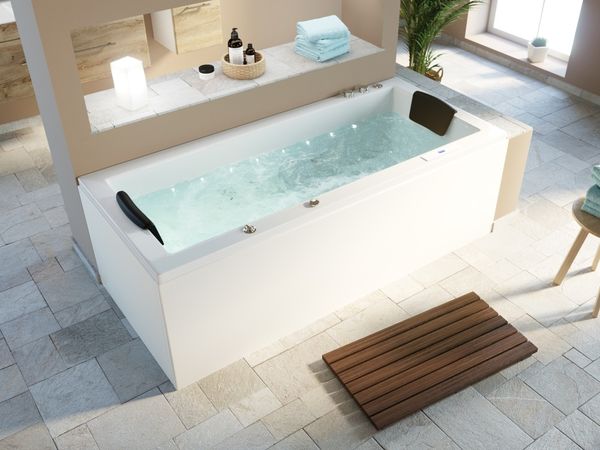 Deluxe Whirlpool Omega Ultra 170x75 Made in Germany 80 Düsen & LED mit Armatur : Mit Armaturen