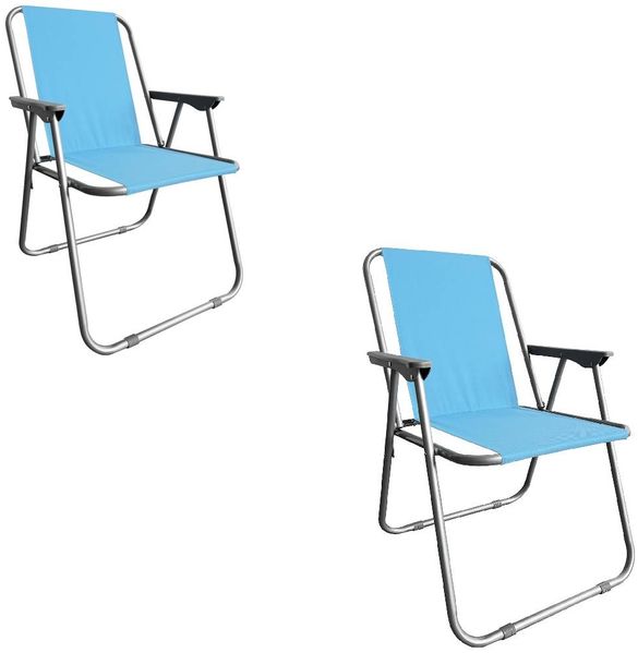 Campingstuhl Anglersessel Gartenstuhl Sessel mit Armlehne hellblau 2er Set