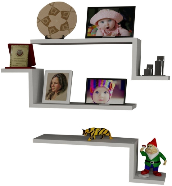 Dmora Regal Baku, Gestell, Wandregal, Mehrzweckregale, 56x15 h18 cm, Weiß Bild 4