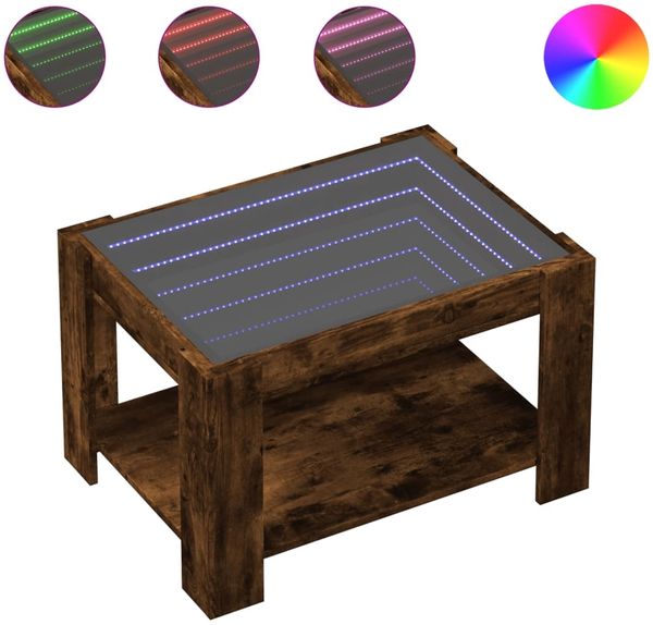 LED-Couchtisch, Sofatisch Räuchereiche 73x53x45 cm Holzwerkstoff