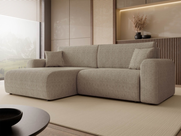 Ecksofa Floryn L Cord (Farbe: Poso 02)