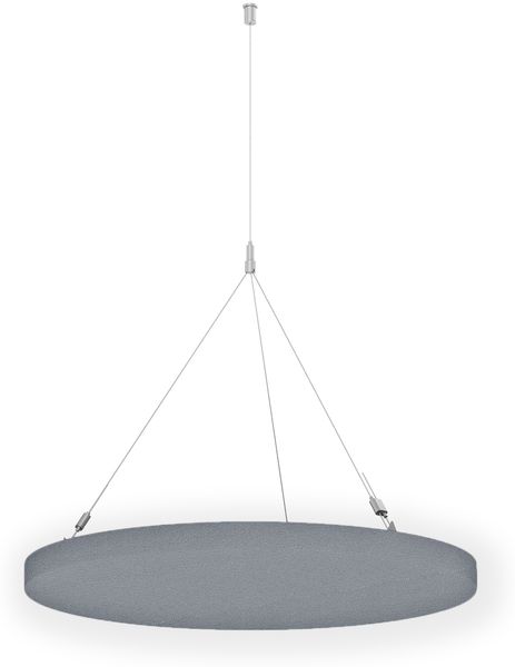 Rheinland Möbel FocusWall DAR09 – Runder Akustik-Deckenabsorber Ø 90 cm in Stofffarbe Buru inkl. Chrom-Stahlseilen - Made in Germany - Klasse A, Stoffbezug, schwer entflammbar