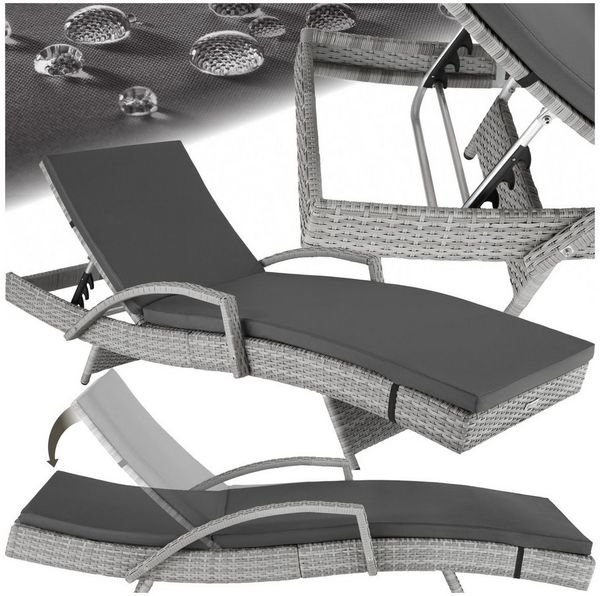 tectake Gartenliege Rattan Sonnenliege, 1, 1 St, 1tlg, mit Aluminiumgestell