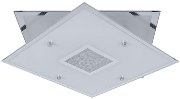 LED Deckenleuchte, Kristalle geeist, Glas, Chrom, L 29 cm