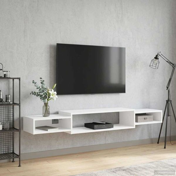 vidaXL Wandmontierter TV-Schrank Wandhalterung Weiß 180 x 28 x 21 cm 8006005