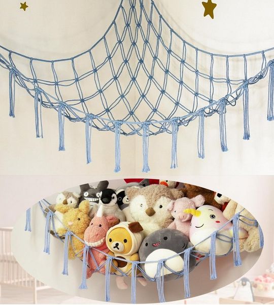 FOUORTUNATE-BEE Hängekorb Plüschtier Hängematte Ecknetz für Kinderzimmer Deko Mehrere Farben, Handgewebtes Spielzeugnetz zur Aufbewahrung von Kuscheltieren