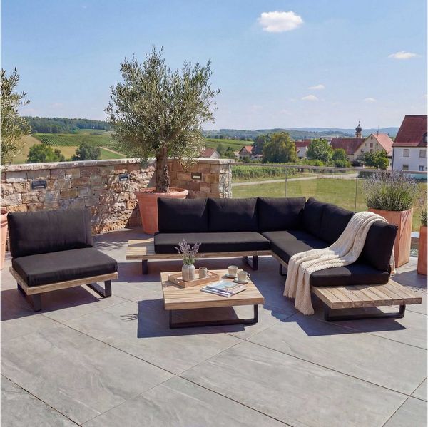 MCW Loungeset MCW-H54-Set, (4-tlg), Wasserabweisende und abnehmbare Bezüge, Hohe Stoffqualität 230g/m²