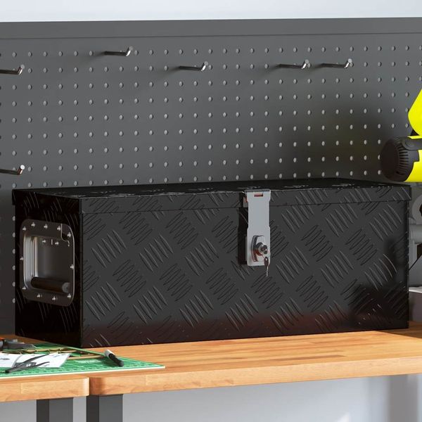 vidaXL Aufbewahrungsbox Schwarz 60x23,5x23 cm Aluminium 152249