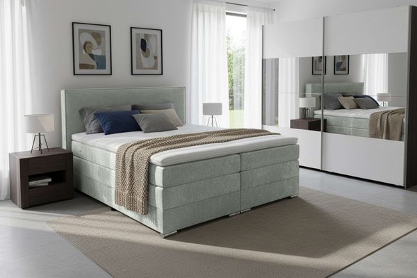 Home affaire Boxspringbett Romeo, Doppel- & Polsterbett, Federkernbett, Komfortbett, 160, 180 cm, inkl. 6 cm Topper, zwei Bettkästen, Taschen-Federkernmatratze in H4