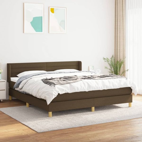 vidaXL Boxspringbett mit Matratze Dunkelbraun 180x200 cm Stoff 3130372